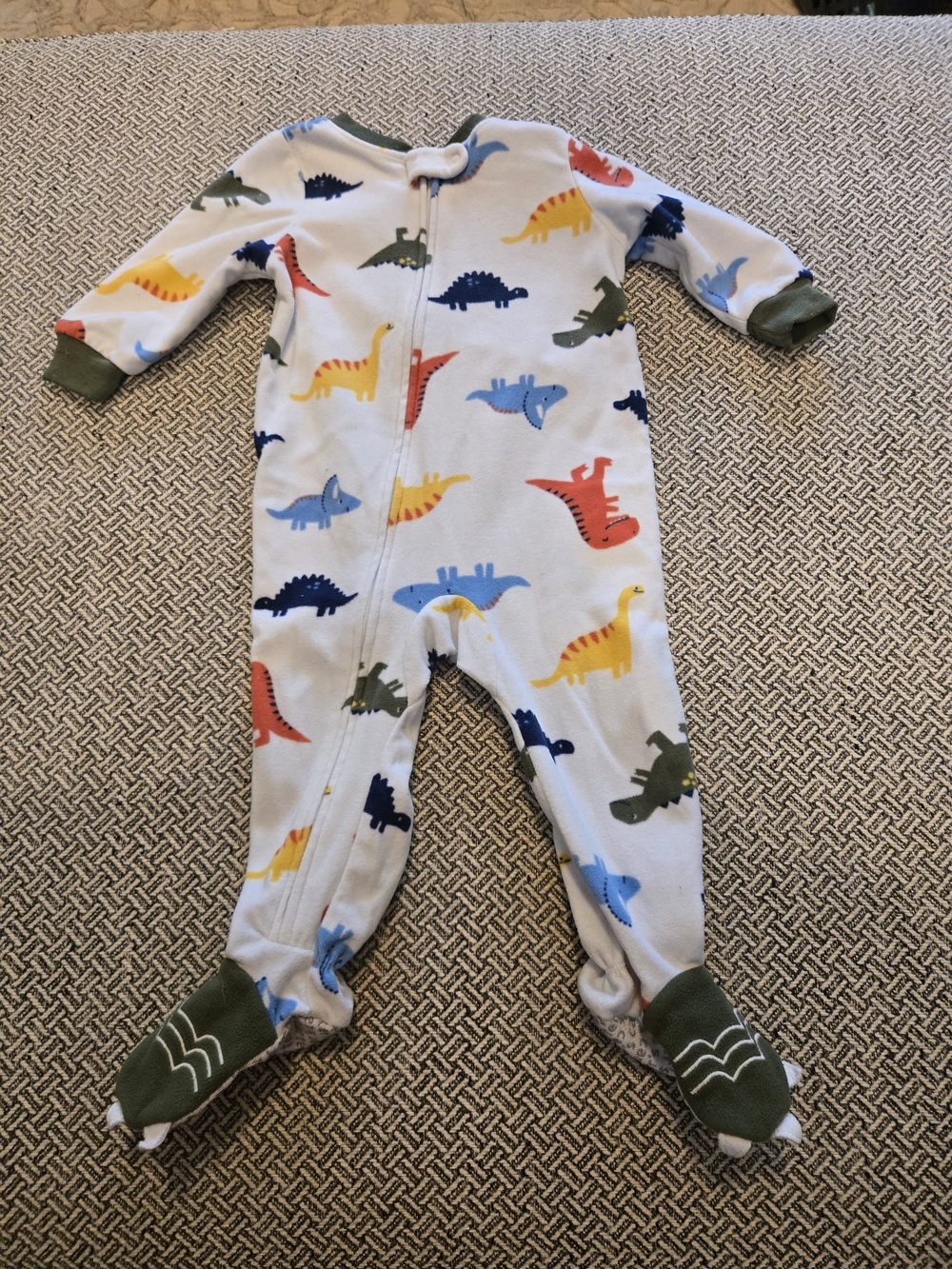 Carter's White Footed One-Piece Pajamas with Multicolor Dinosaur Print
